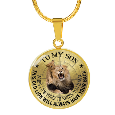 NEW! Pendants Necklace To My Son Lion, Father And Son Real 18k Gold Finish Gifts